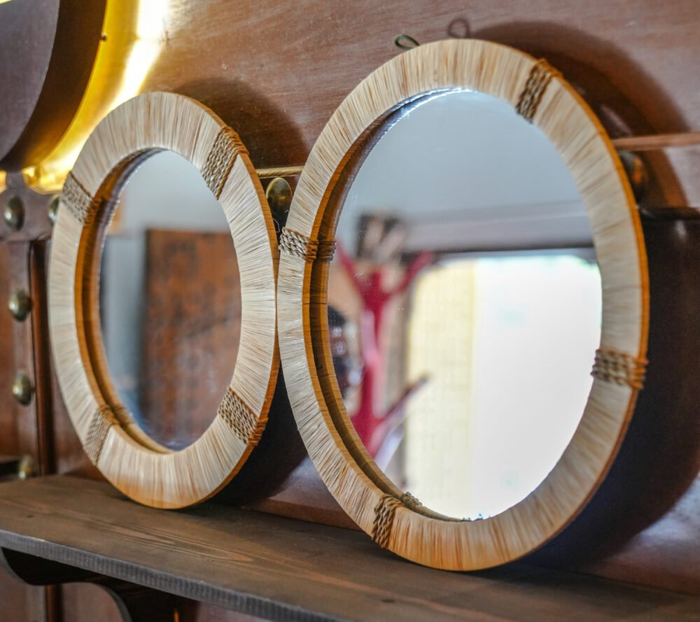 Miroir Rond en Raphia et Fibre de Palmier – Image 4