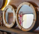 Miroir Rond en Raphia et Fibre de Palmier