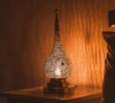 Lampe de table en cuivre en forme de goutte