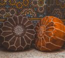 Pouf en Cuir Marocain Brodé à la Main – Élégance & Artisanat Authentique
